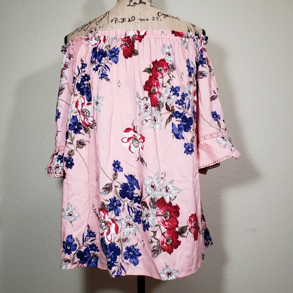 Angie Off-shoulder Floral Print Ruffle Blouse - Picture 5 of 7